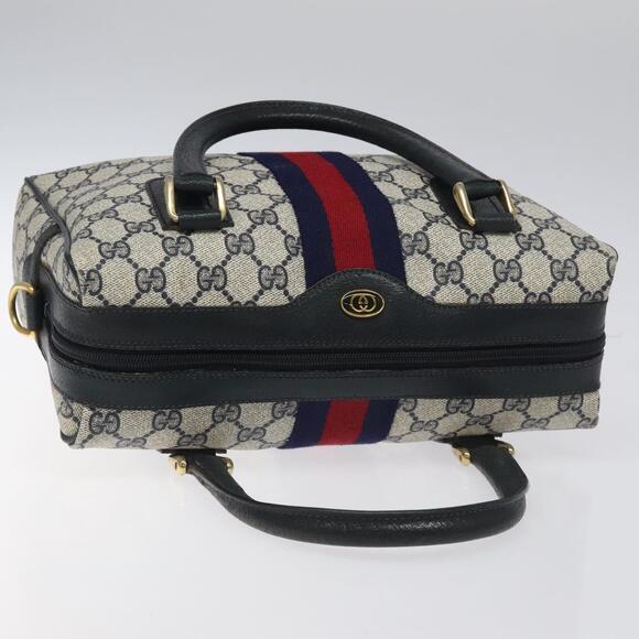 GUCCI GG Supreme Sherry Line Hand Bag Pvc Leather Navy Red 67 02 67 02 - Picture 6 of 16